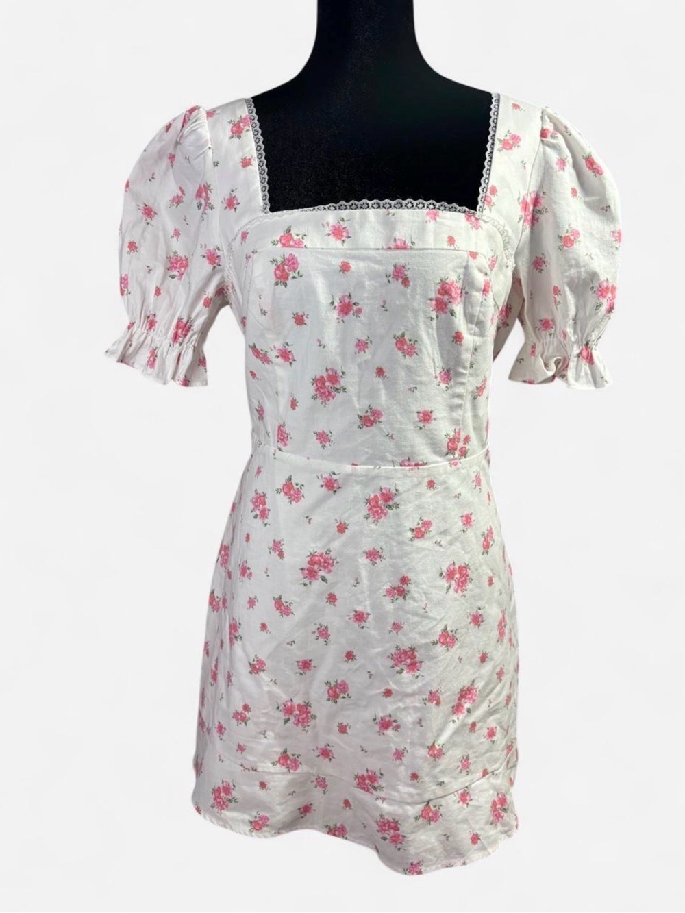 Altar'd State White Mini Dress with Pink Floral Print